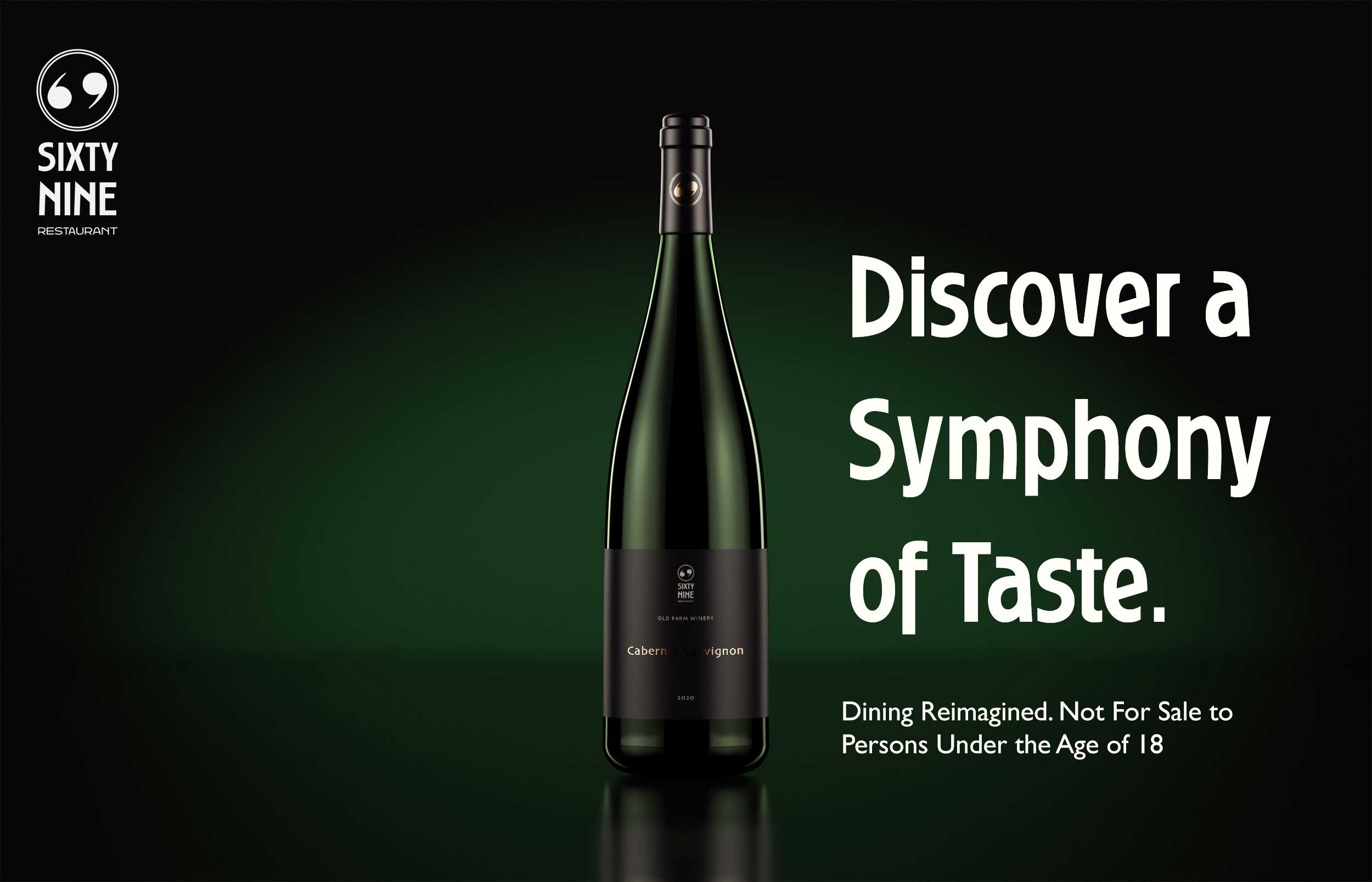 Sixty 9 wine banner — branded promotional banner for the venue's wine offering