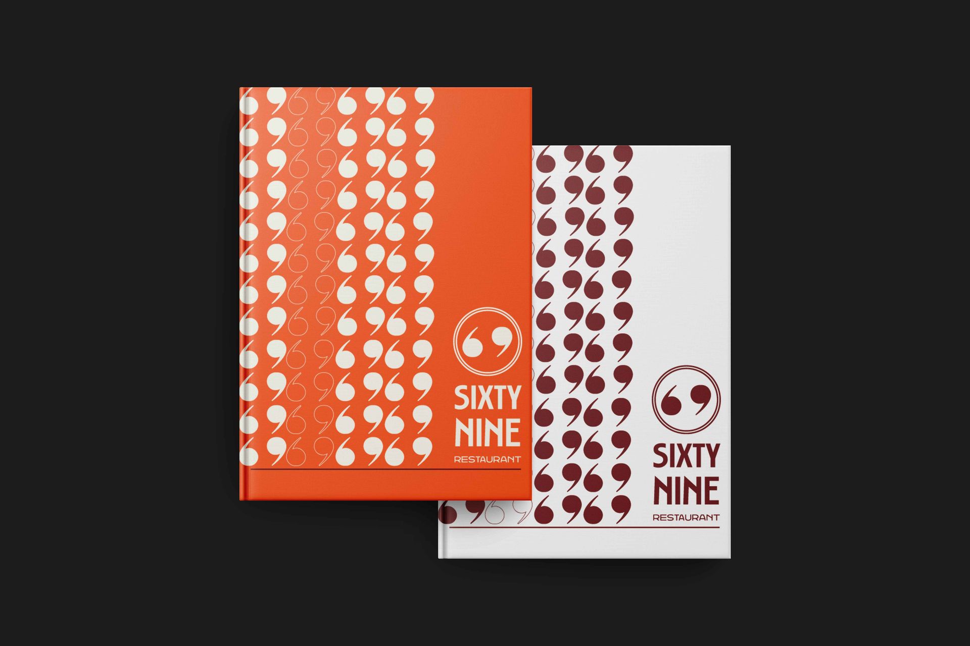 Sixty 9 restaurant brand identity — branded menu design