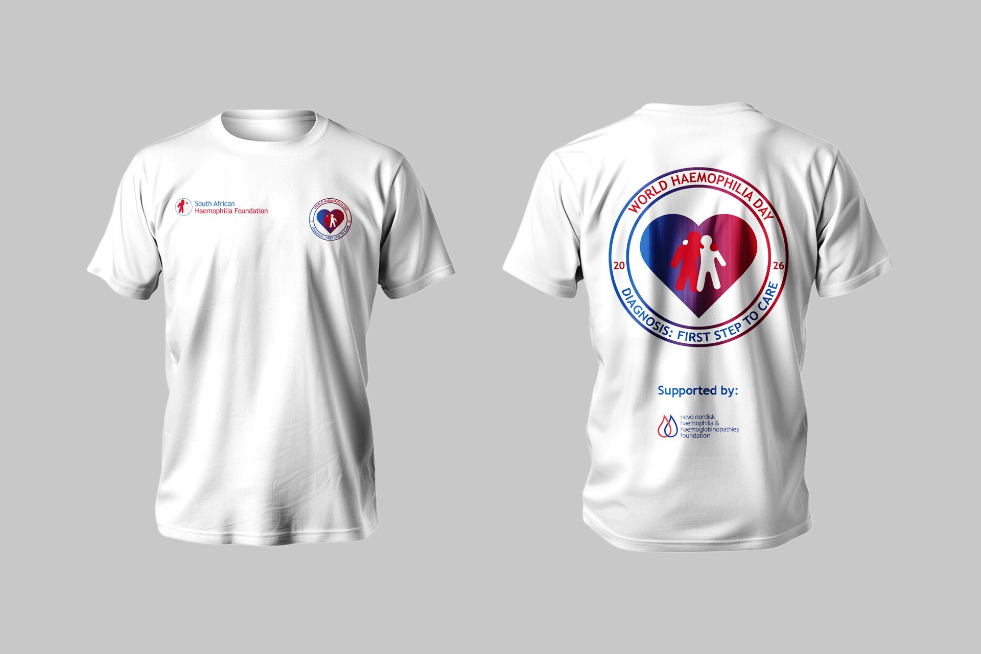 World Haemophilia Day 2026 merchandise — branded t-shirt mockup