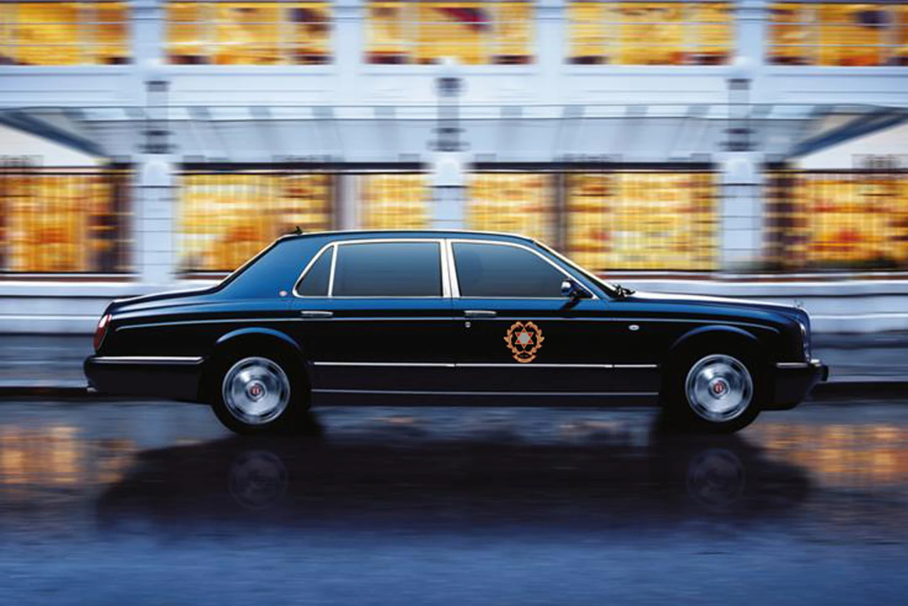 Bentley · heritage model mockup showing the IPHC crest on the vehicle door
