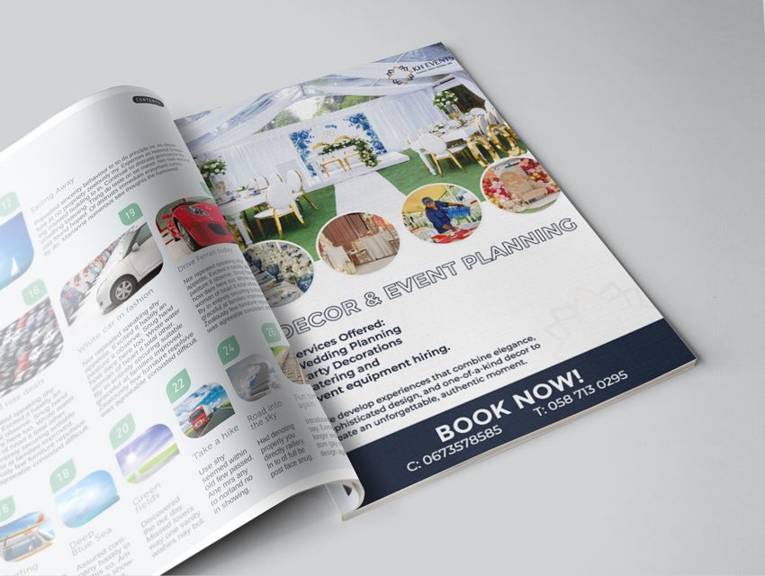 KH Events print advertorial from 2021 — branded editorial advertisement for the events business