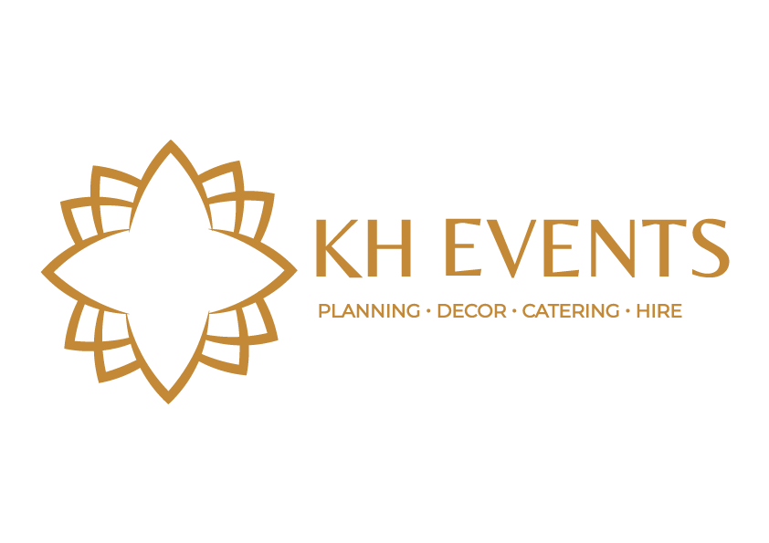 KH Events logo in gold — the mark prepared for uniform, embroidery and premium applications