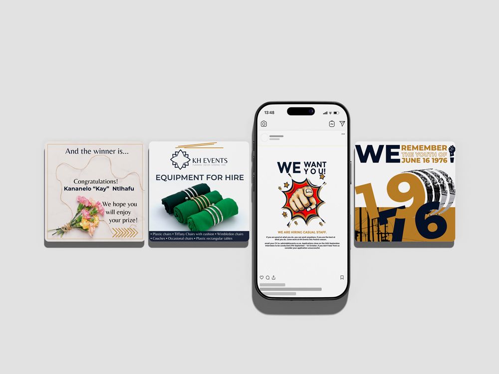 KH Events social media content — branded post design applying the refreshed identity